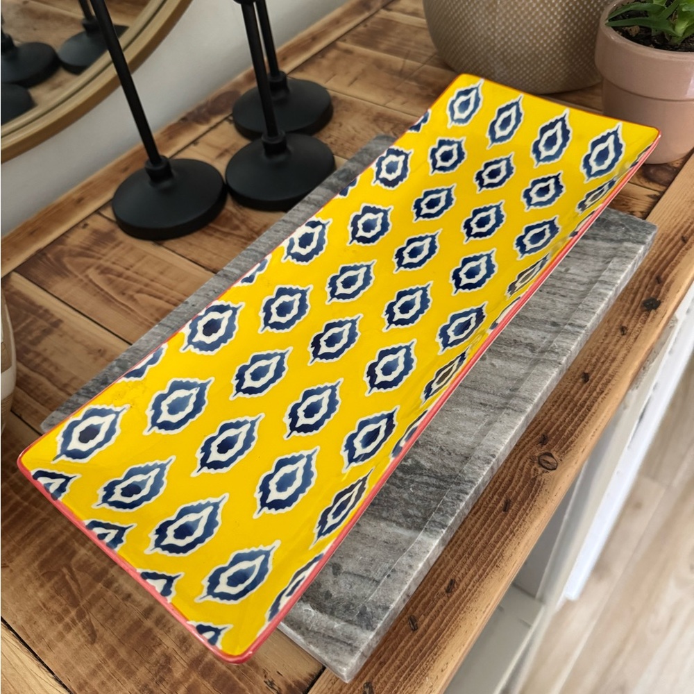 Yellow and Blue Decorative Tray